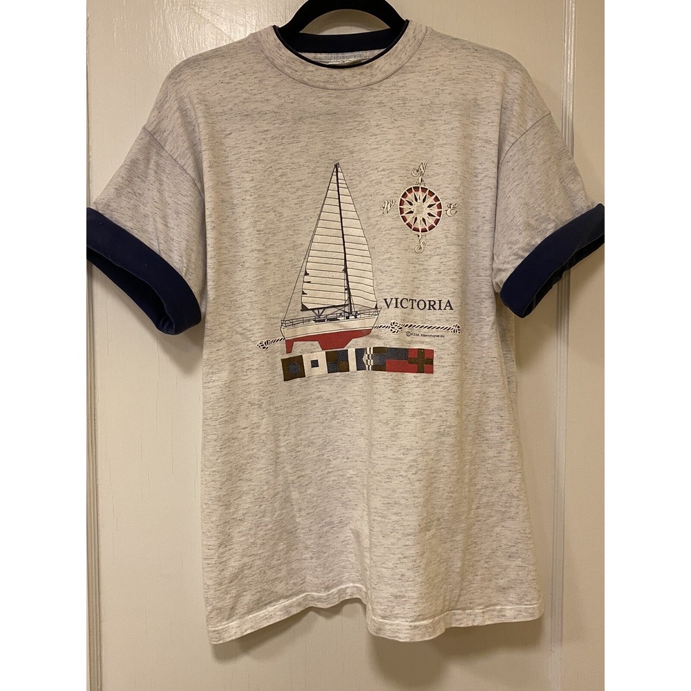 Victoria Sailboat Graphic T-Shirt M Vintage Single Stitch